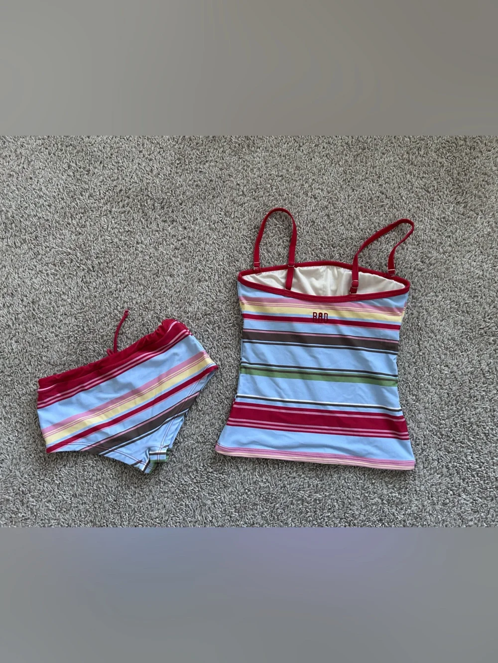 NWOT Tween RAD Swimwear ‘Brooke’ Striped Boyshorts Tankini Set size 12
